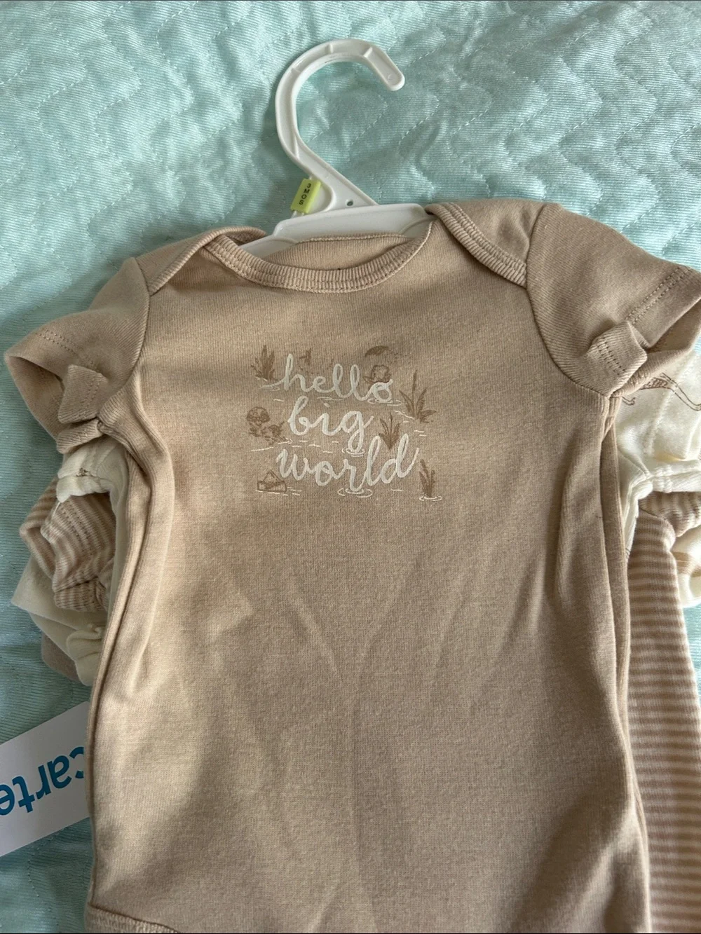 Neutral Beige Kids One-Piece Bodysuit with Goose Print